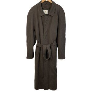 Rare Vintage Y2K Bill Blass Mens Trench Coat 48R Wool Single Breast Zip Away